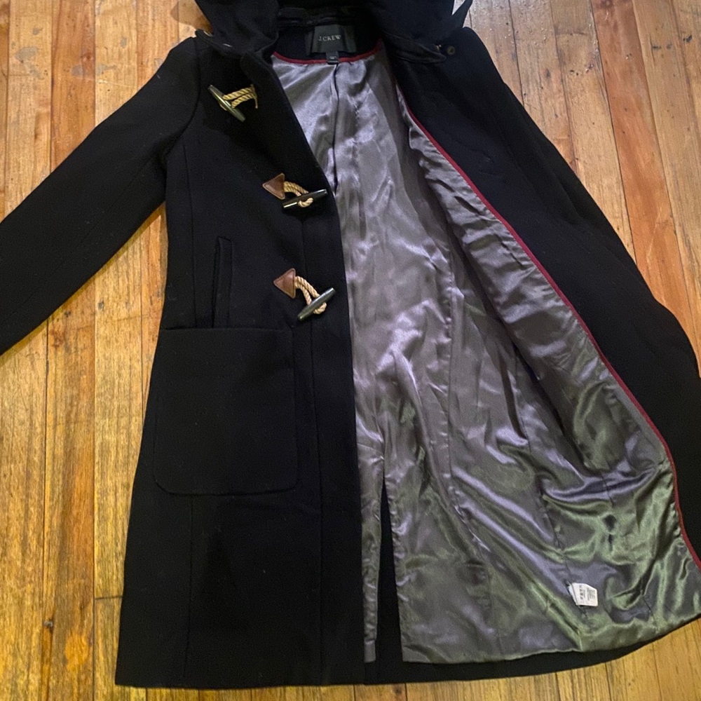 J.CREW WOOL NAVY BLACK Nautical TOGGLE COZY LONG Coat GORG CLASSY - Picture 1 of 16